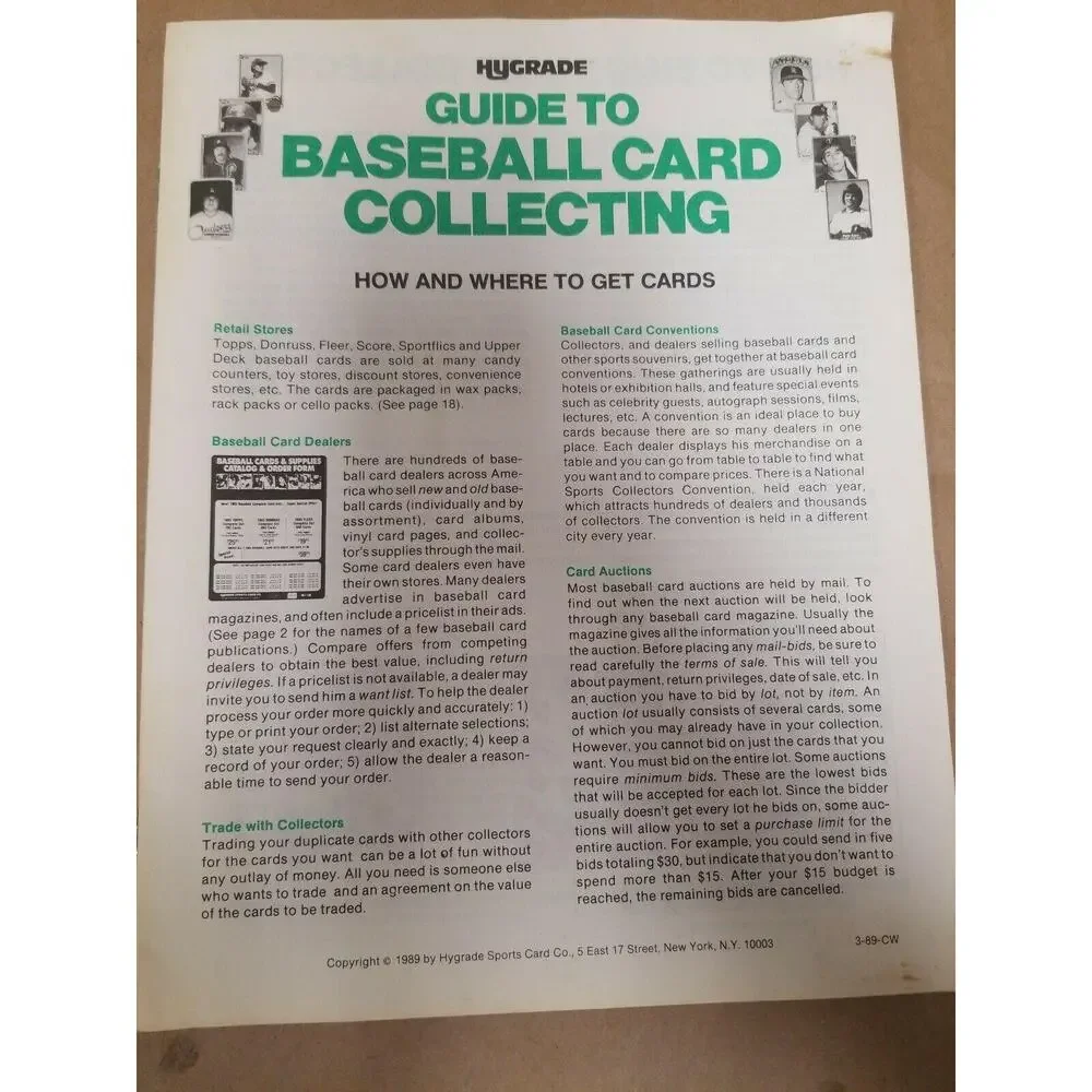 1989 Hygrade Baseball Card Values Book And Guide To Collecting